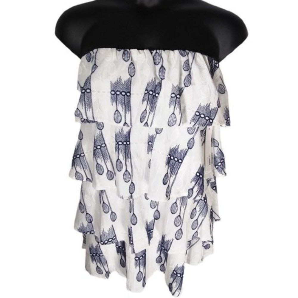 Strapless Cotton Summer Embroidered Mini Dress NEW - Picture 2 of 5